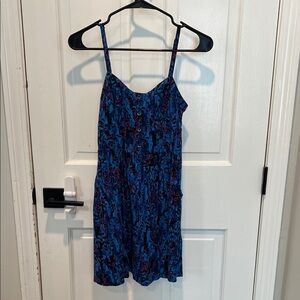Blue Floral Spaghetti Strap Sundress